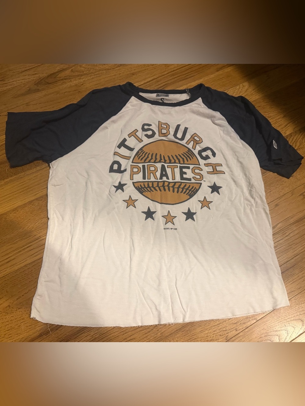 Pittsburgh Pirates Raglan Baseball Tee - White and Black